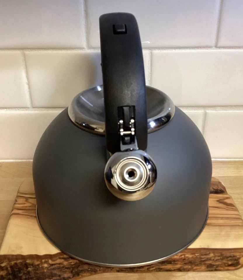 Oggi Brew Whistling Tea Kettle Graphite Stainless Steel Matte Gray Teapot - Image 2 of 4