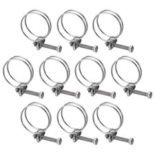 10Pcs Double Wire Hose Clamp, 40-45mm Adjustable Hose Clip with M6 Bolt