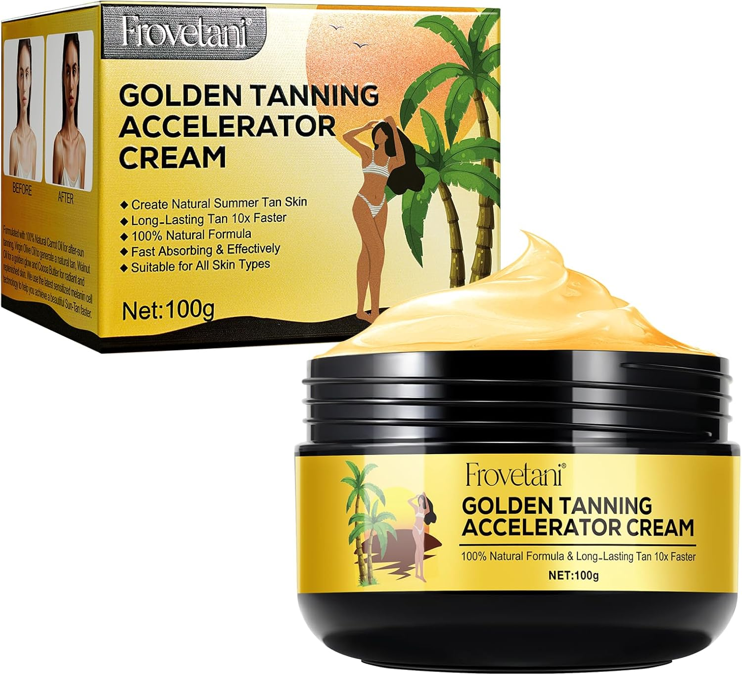 Sunbed Tanning Accelerator Cream, 100G Long Lasting Sunbed Cream, Tan Accelerato