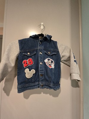 Mickey Mouse Toddler 4t Hooded Jean Jacket TOO COOL 28 Embroidered Snap Button