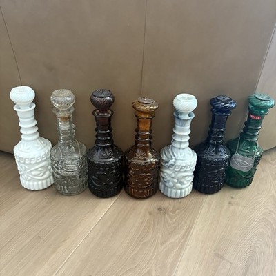 Set Of 7 Vintage 1970 Jim Beam Kentucky Derby Liquor DecantersBottle KY DRB 230