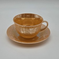 Vintage Fire King Peach Luster Laurel Leaf Cup & Saucer Set
