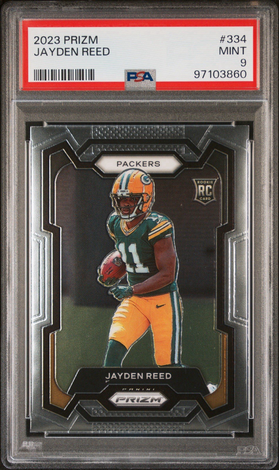 2023 Panini Prizm Jayden Reed Rookie RC #334 PSA 9 Mint Packers