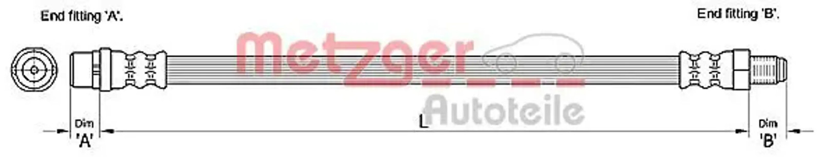 Flexible brake hose 4110255 METZGER for AUDI A6 C6 A6 C6 Avant A6 Allroad C6