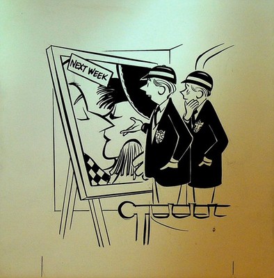 Harry Devlin the Wit Parade Original Art Movie Theater Ushers Next Week Romance