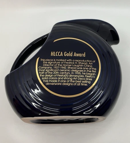 Fiestaware Large Disk Pitcher H.L.C.C.A. Gold Award in original box