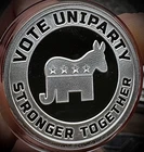 2024 1oz Silver Shield Vote Uniparty .999 AG Proof Round (COA 139/291).  No box!