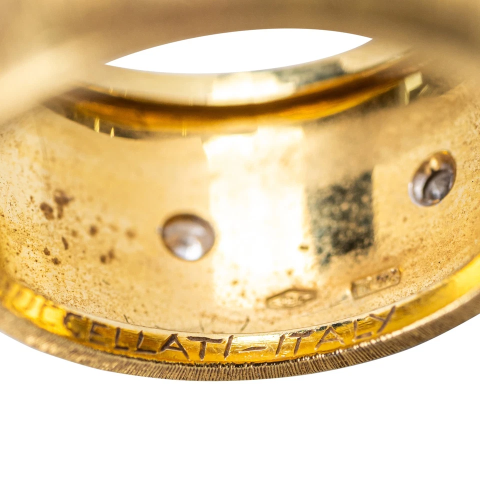 Anel de banda larga Buccellati ouro 18K e diamante - Imagem 3 de 4