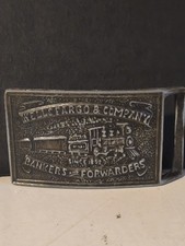 Wells Fargo Company Belt Buckle Metal Train Logo Western Vintage Style
