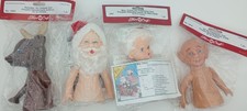 Vintage Fibre Craft Santa, Mrs. Claus, Reindeer, Elf Air Freshener Doll Set Qty4