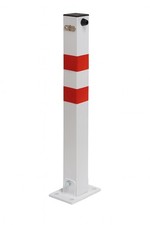 Folding Locking Parking Barrier (Car Park Bollard Security Post Red and White)
