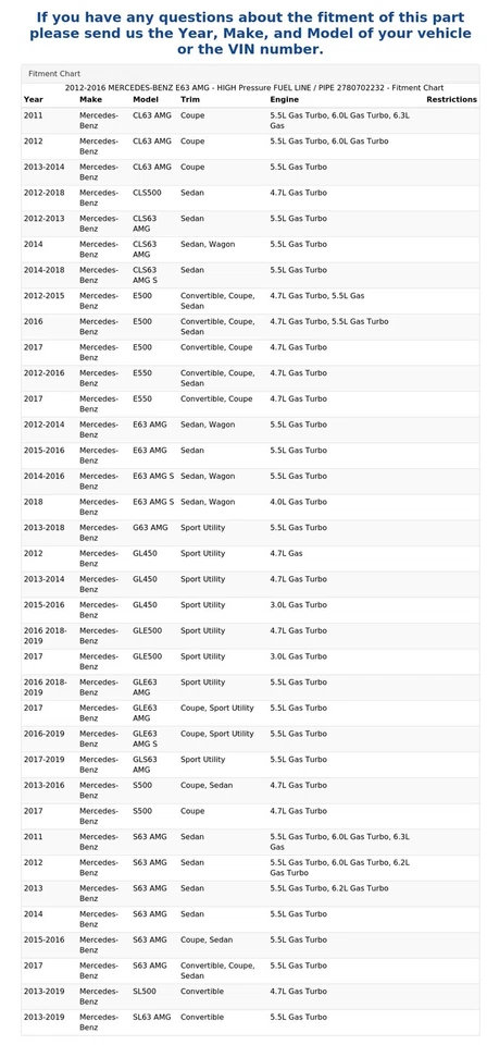 2012-2016 MERCEDES-BENZ E63 AMG - высокого давления топливопровод / трубы 2780702232 - Изображение 4 из 4