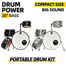 4pc Compact Drum Set 20 Inch Bass Portable Ac...