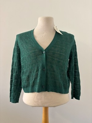 NEU SEASALT CORNWALL Sweet Day Strickjacke 14 grün Bio Baumwolle Strick Pullover