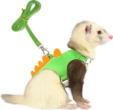 Ferret Harness  Leash Set Small Animals Vest Harness W/ Safe Bell Dinosaur