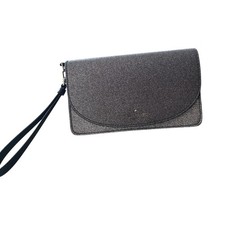 Kate Spade Glimmer Boxed Medium Flap Wristlet Gray Wallet NWT 149 MSRP