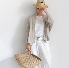 ICHI Antiquites Linen 3/4 Sleeve Cardigan in ...