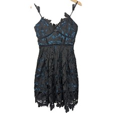 NWT Romeo & Juliet Couture Floral Lace Sleeveless Mini Dress in Atlantic Green S