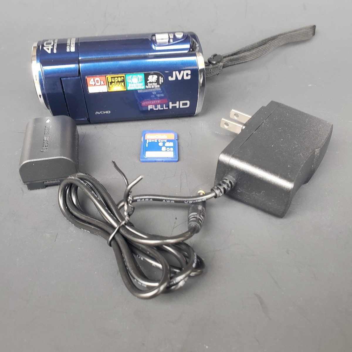 JVC Everio GZ-E100AU 40x Zoom Full HD Camcorder Blue Battery