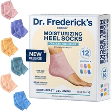 Moisturizing Fuzzy Heel Socks - 6 Pairs - Cozy Gel-Lined Sleep Socks for Women &