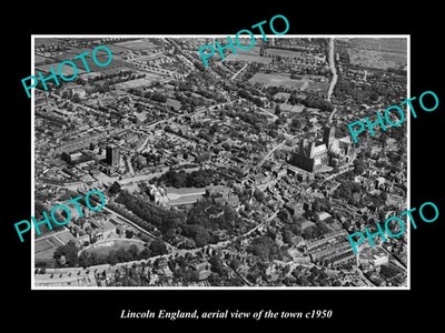Lincoln England Aerial View Of The Town c1950 2 Old Large Historic Photo