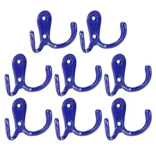 8Pcs Wall Hooks Zinc Alloy Double Prong Retro Hook for Hanging Towel Blue