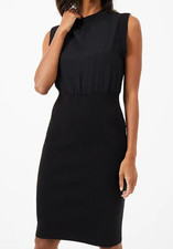 French Connection Krista Knit Sleeveless Rib Mix Dress Black Size S NWT