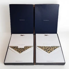Crane & Co. Set 20 Hand Engraved Leopard Pearl White Note Card Set NEW Sealed