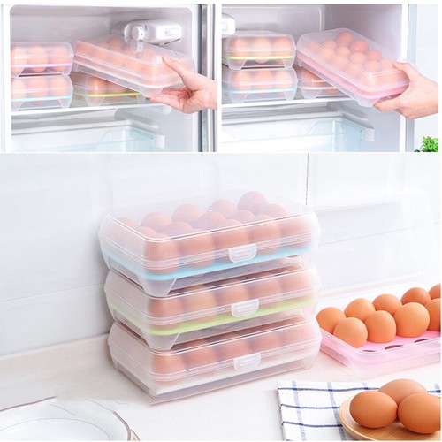 15 cajas con soporte para huevos bandeja caja de almacenamiento huevos refrigerador contenedor de plástico estuche - Imagen 4 de 15