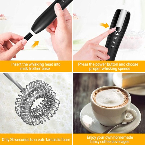 Rechargeable Electric Milk Frother Egg Mixer Whisk Beater Coffee Foamer Kitchen - Picture 14 of 14