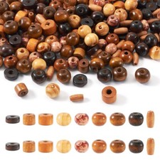 270Pcs Dyed Flat Round Column Barrel Natural Wood Beads For Crafts 7 9x3.5 8mm