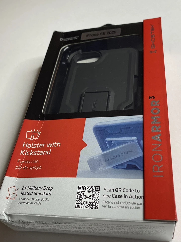 Funda Duradera Portatarjetas iPhone 7, 8, SE (2020) - Negra de GHOSTEK Foto 3 de 4