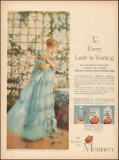 1958 Vintage ad for Mennen Baby Magic Powder`Photo pretty model blue   (121317)