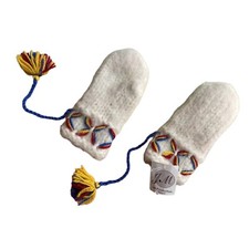 JM Production Finland Size 5/6/7 Years Cream Knitted Lambswool Mittens NWT