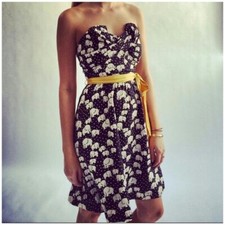 Anthropologie Porridge Cirque A Line Elephant print strapless dress size 6