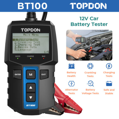 2025 TOPDON BT100 12V Car Load Battery Tester Digital Analyzer Tester LCD Screen