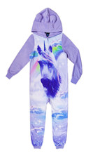 Unicorn Pajamas Size 10-16 XL Girl One Piece Union Suit Blanket Sleeper Hood NWT