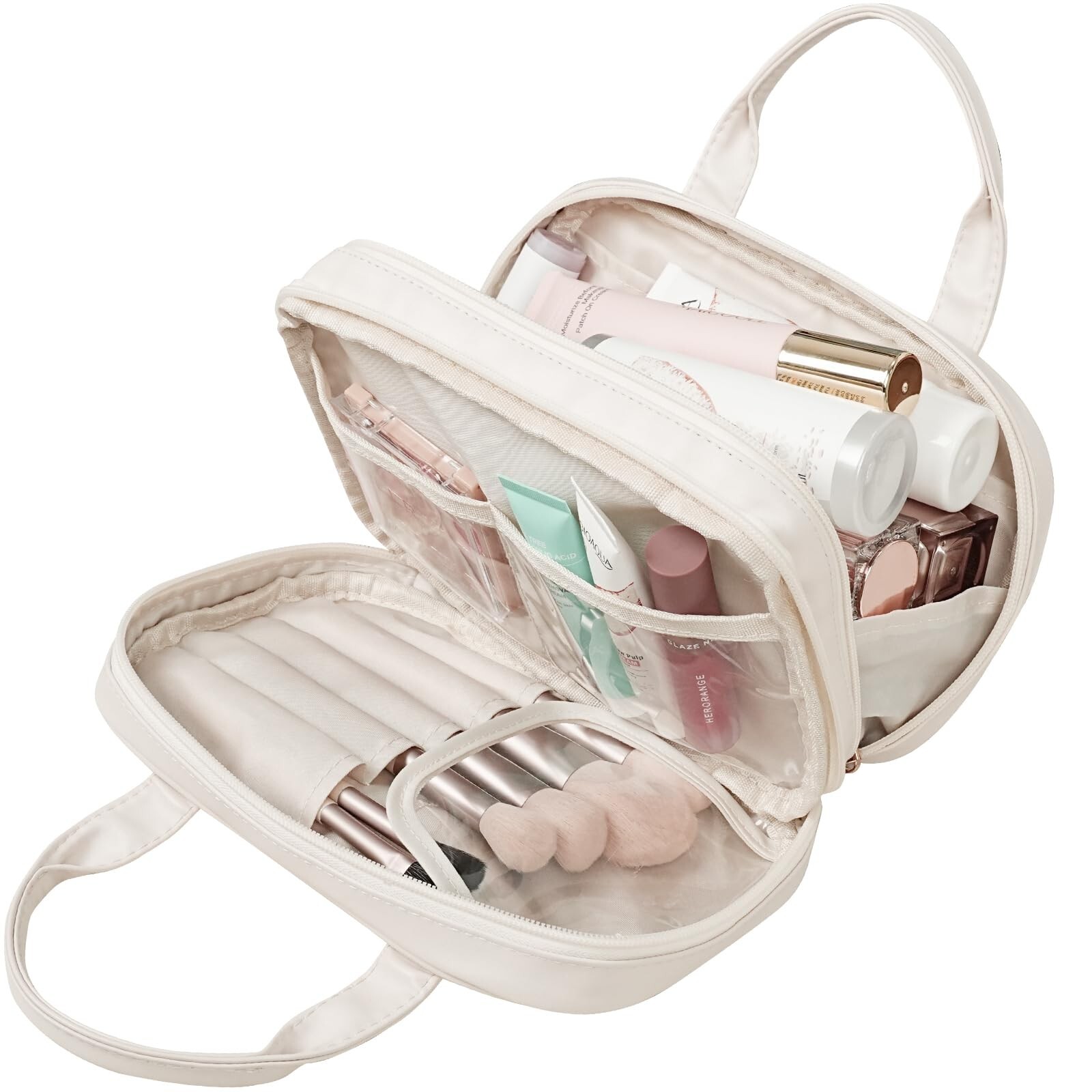 Large Waterproof Makeup Bag for Women – Travel Toiletry Organizer with Mirror