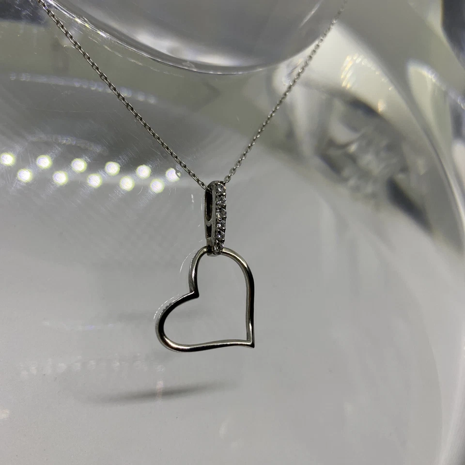 Collana Catena con ciondolo a cuore in Argento 925 Zirconi Brillanti Stroili Oro - Immagine 3 di 3