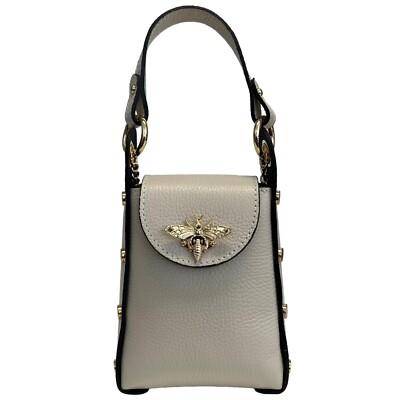 Modarno Mini Echtleder Tasche mit Karabinerverschluss in Bienenform