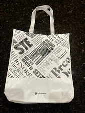 Lulu Reusable Shopping Bag White Graphic Quotes Handles Large 15"