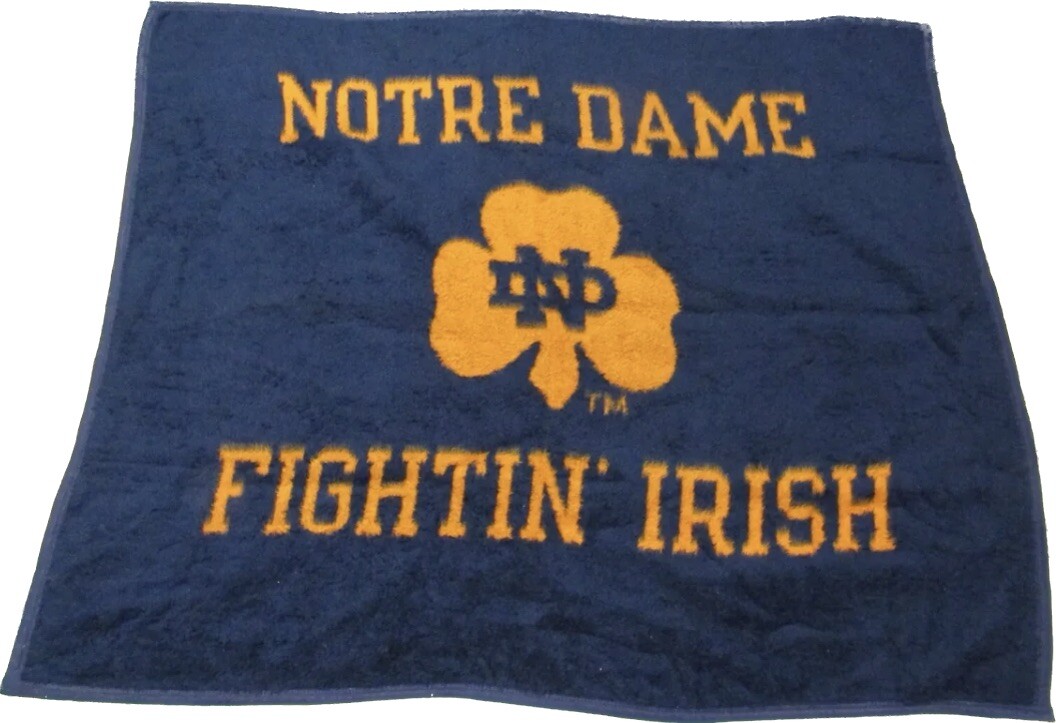 Vintage Biederlack Fleece Notre Dame NCAA Throw Blanket 48 X 58 Made In