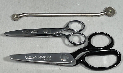 Vintage Pinking Shears/Scissors WISS 5.5 & Clauss 7 inch SHARP plus Marking Tool