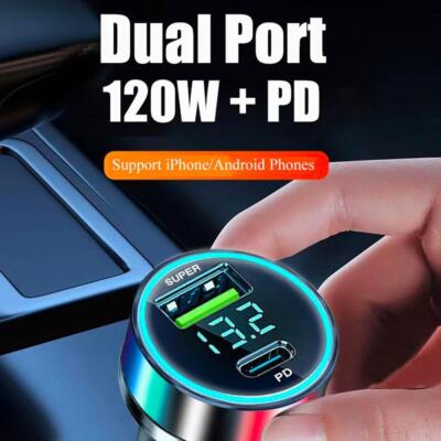 PD 20W Car Charger Super Fast Charge Adapter Type C USB 120W For iPh`~