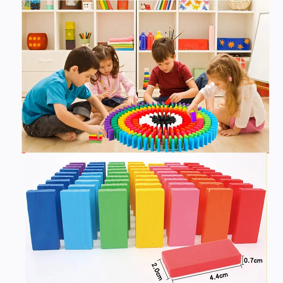 240pcs Colourful Wooden Tumbling Dominoes Games For Kids Childrens Fun Play Toys - Image 4 of 4