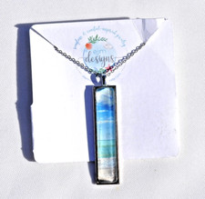 Ocean Beach Glass Pendant  Necklace Chain