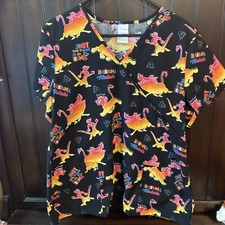 Disney Lion King Can  t Wait To Be King Black Scrub Top Women  s Size L
