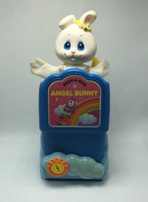 1984 Mattel Angel Bunny Peek A Boo Pop Up Musical Baby Crib Toy