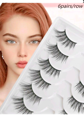 6 Pairs False Mink Eyelashes Natural Extension 3D Soft Black Lashes Volume Long