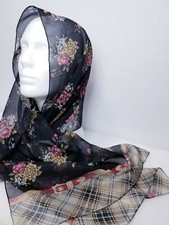 Floral Spring Chiffon Scarf, Floral black 60 in x 16 in